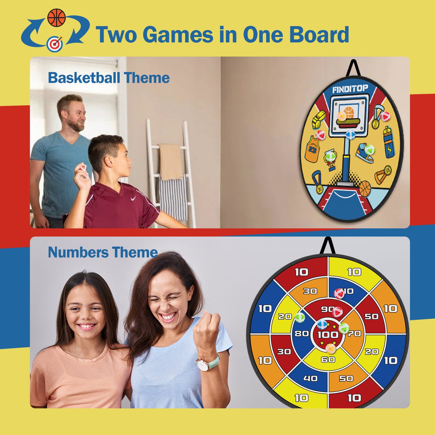 Finditop Basketball Dart Board for Kids